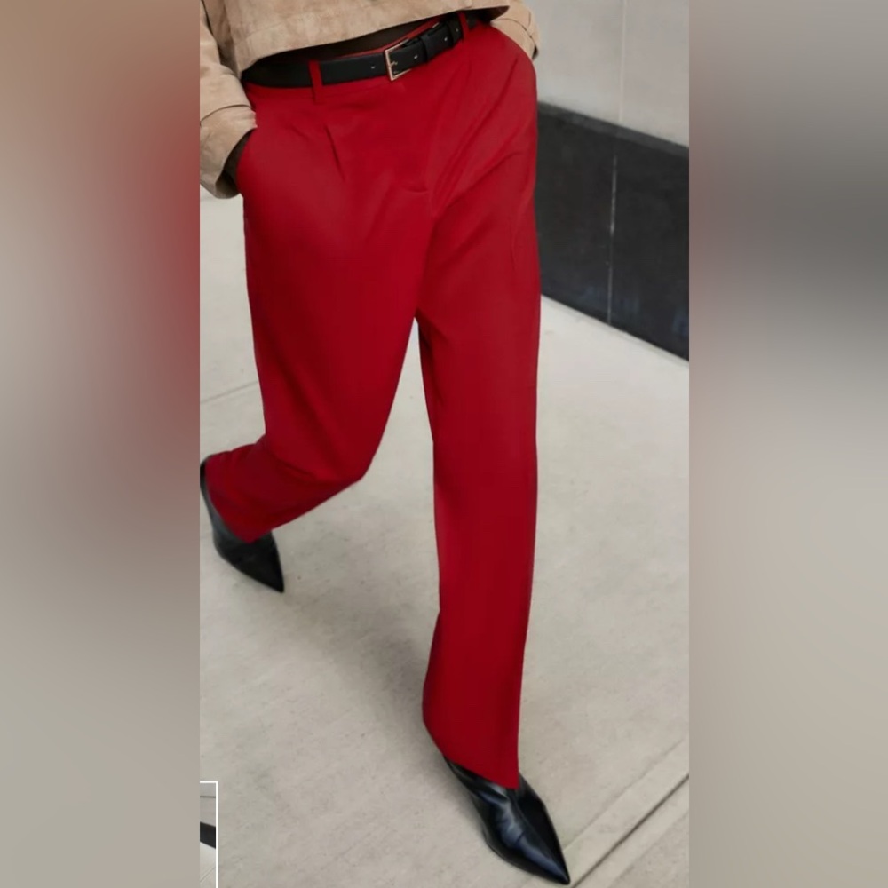 Zara Straight Leg Belted Pants | NWT - Picture 3 of 10